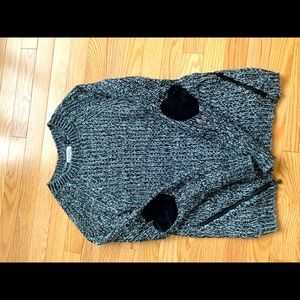 Black and gray sweater, With heart elbow patches